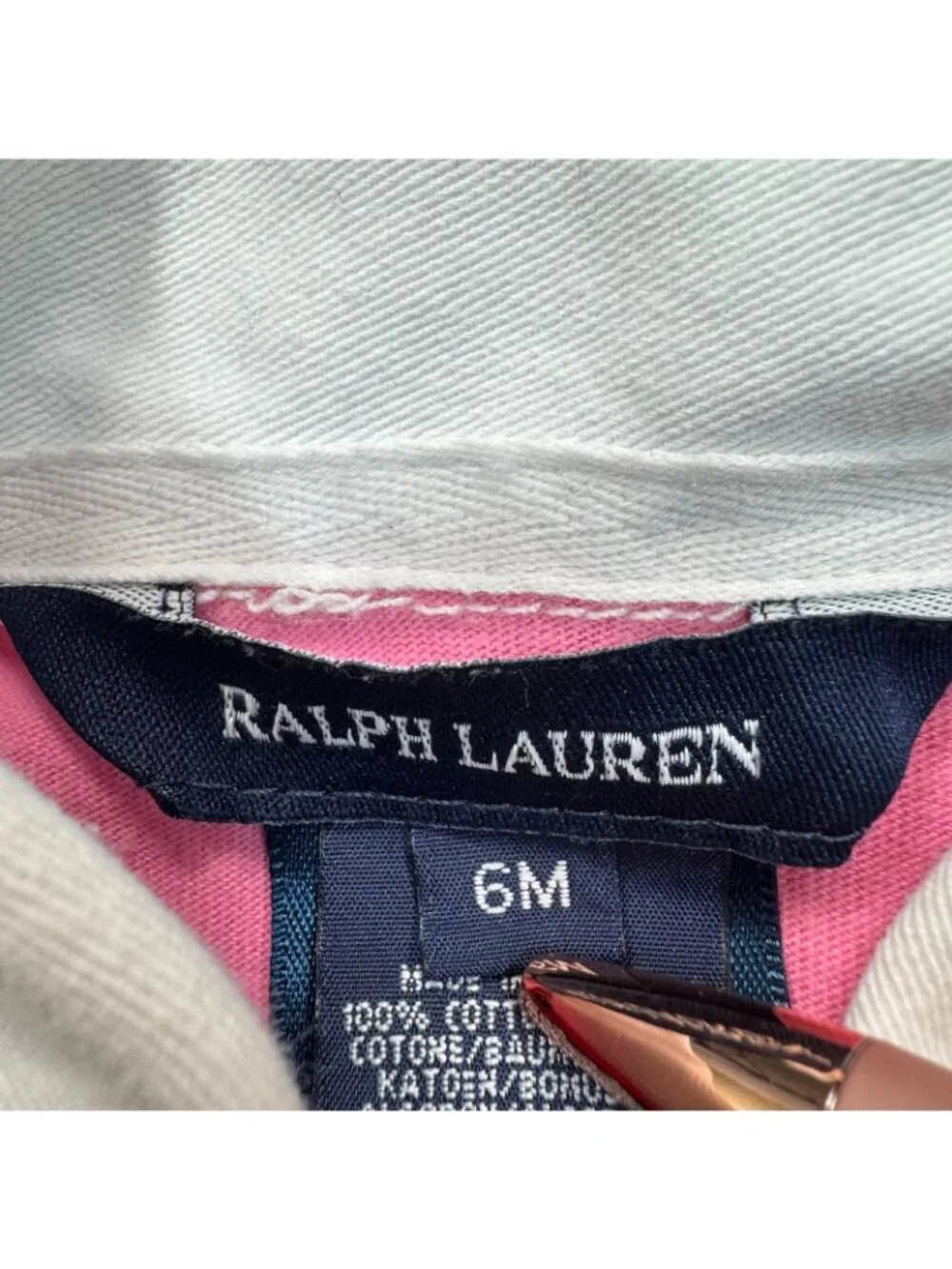 Ralph Lauren Dress Girls 6M Pink Cotton Colorblock Shirt Polo Collared Casual
